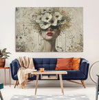 Abstract Floral Women Pastel Wall Art Canvas Print