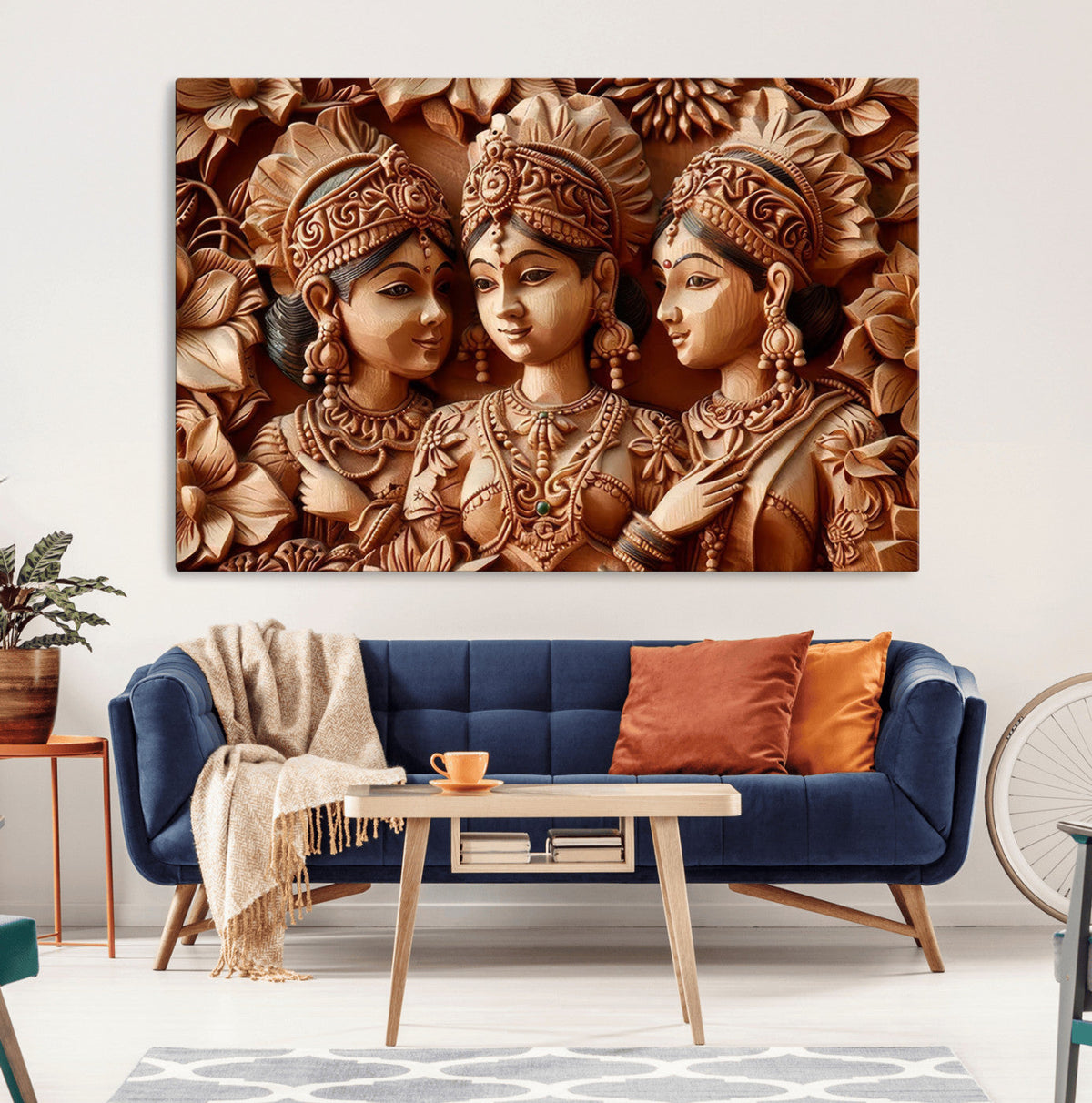 Indian Woman Statue Wall Art Canvas Print