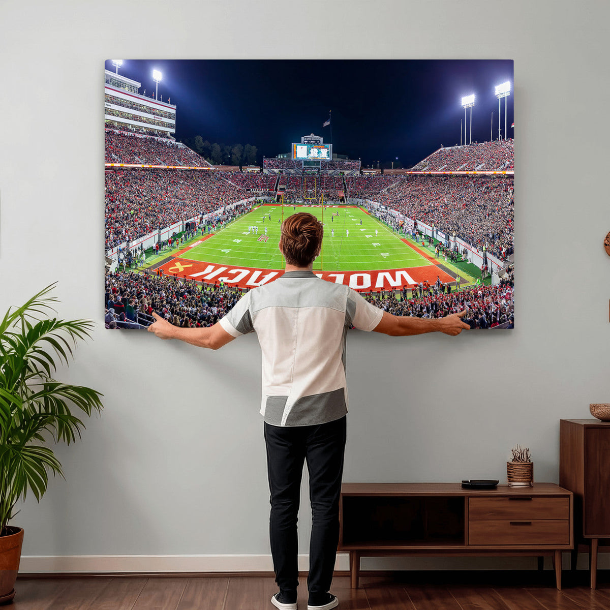 Wolfpack Football Team Print, Raleigh Carter-Finley Stadium