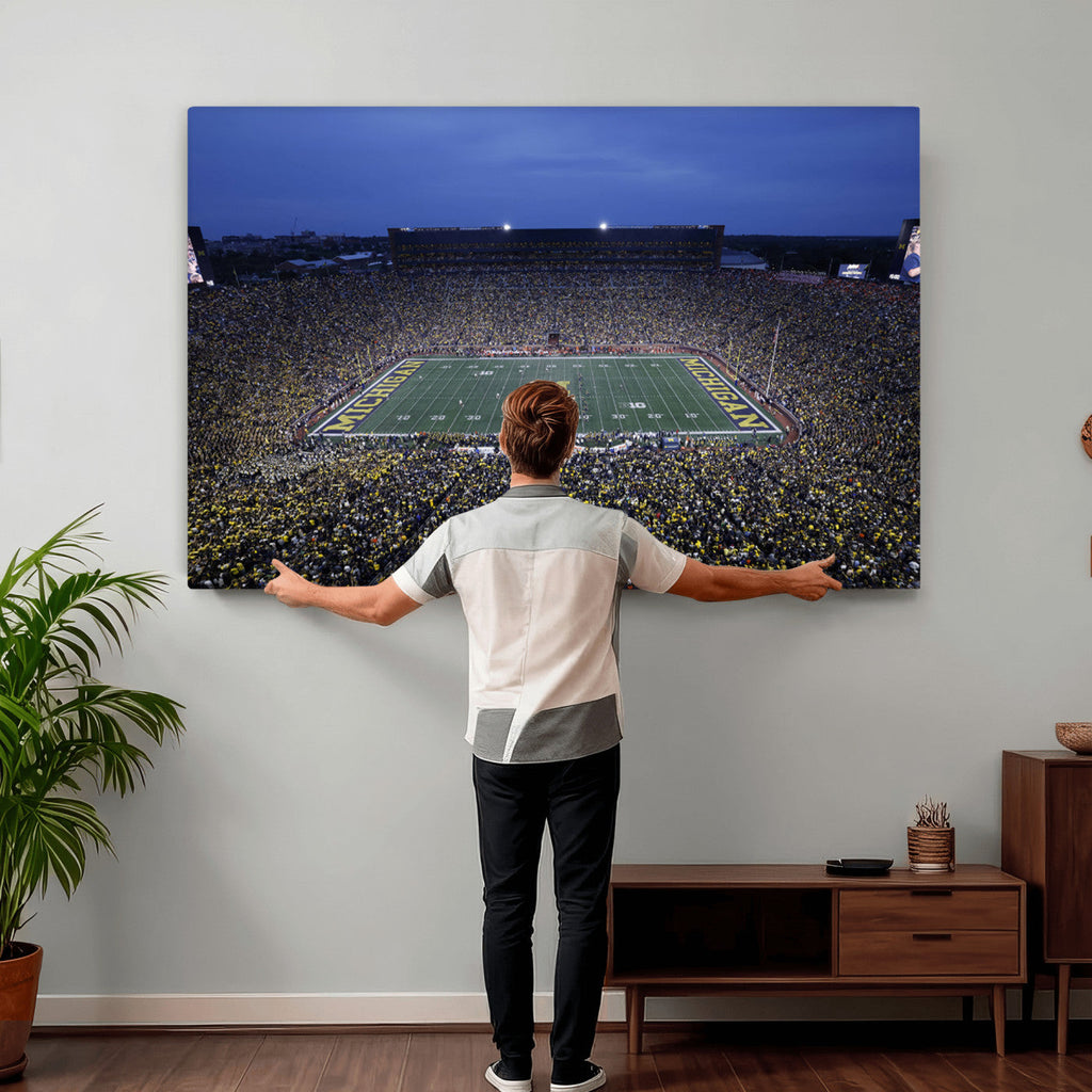 University of Michigan Wolverines Football Team Print, Ann Arbor, Home Bar Wall Decor