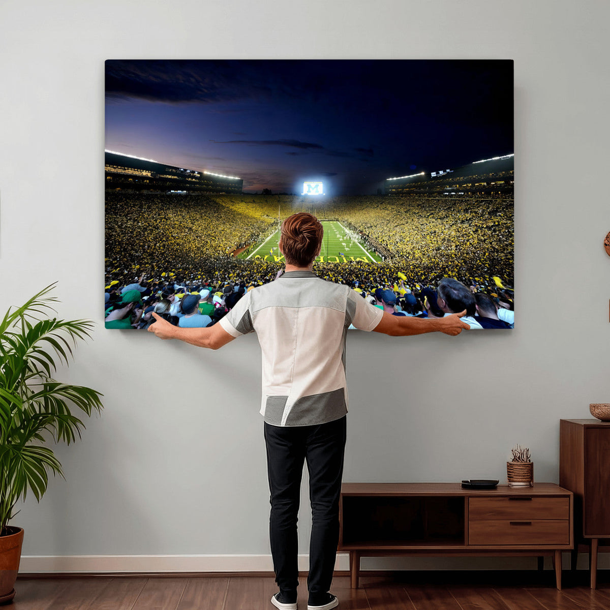 University of Michigan Wolverines Football Team Print, Ann Arbor, Extra Large Game Room Wall Decor