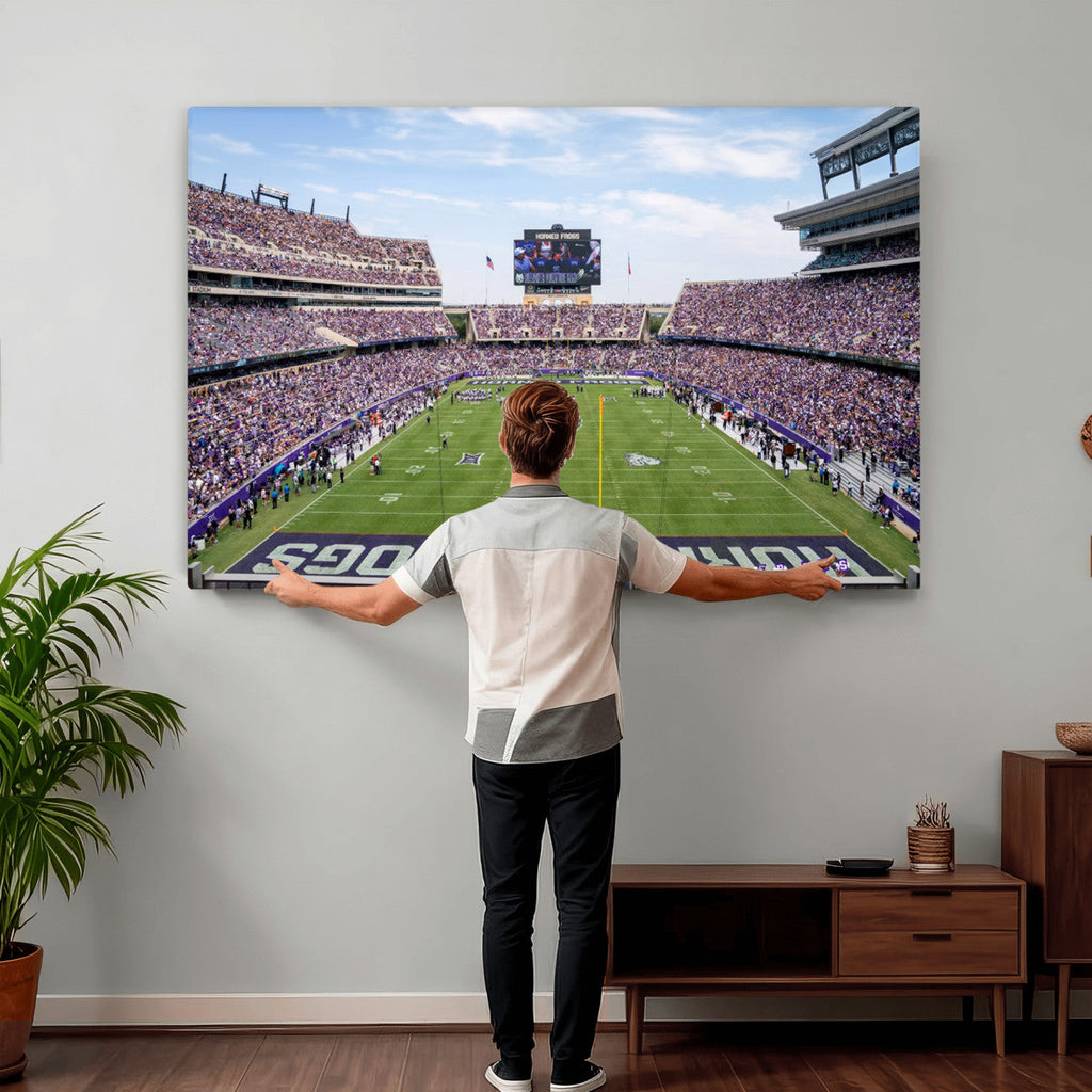 TCU Horned Frogs Football Team Print, Fort Worth Amon G. Carter Stadium, Framed and Ready to Hang
