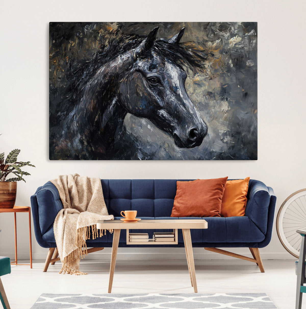 Large Abstract Horse Wall Art Canvas Print, Farmhouse Wall Art