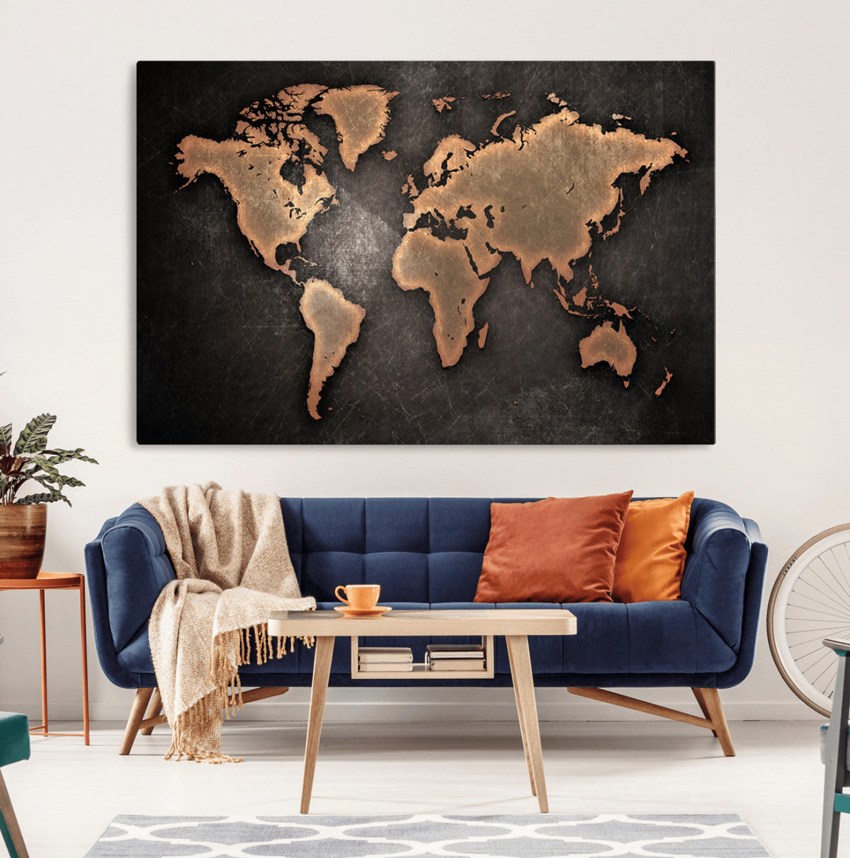 World Map Canvas Print | Framed Travel Map Wall Art for Couples