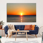 Golden Horizon Sunset Over Ocean Wall Art Canvas Print | Tropical Beach Canvas
