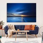 Blue Sunset Ocean Canvas Wall Art Print | Serene Coastal Horizon