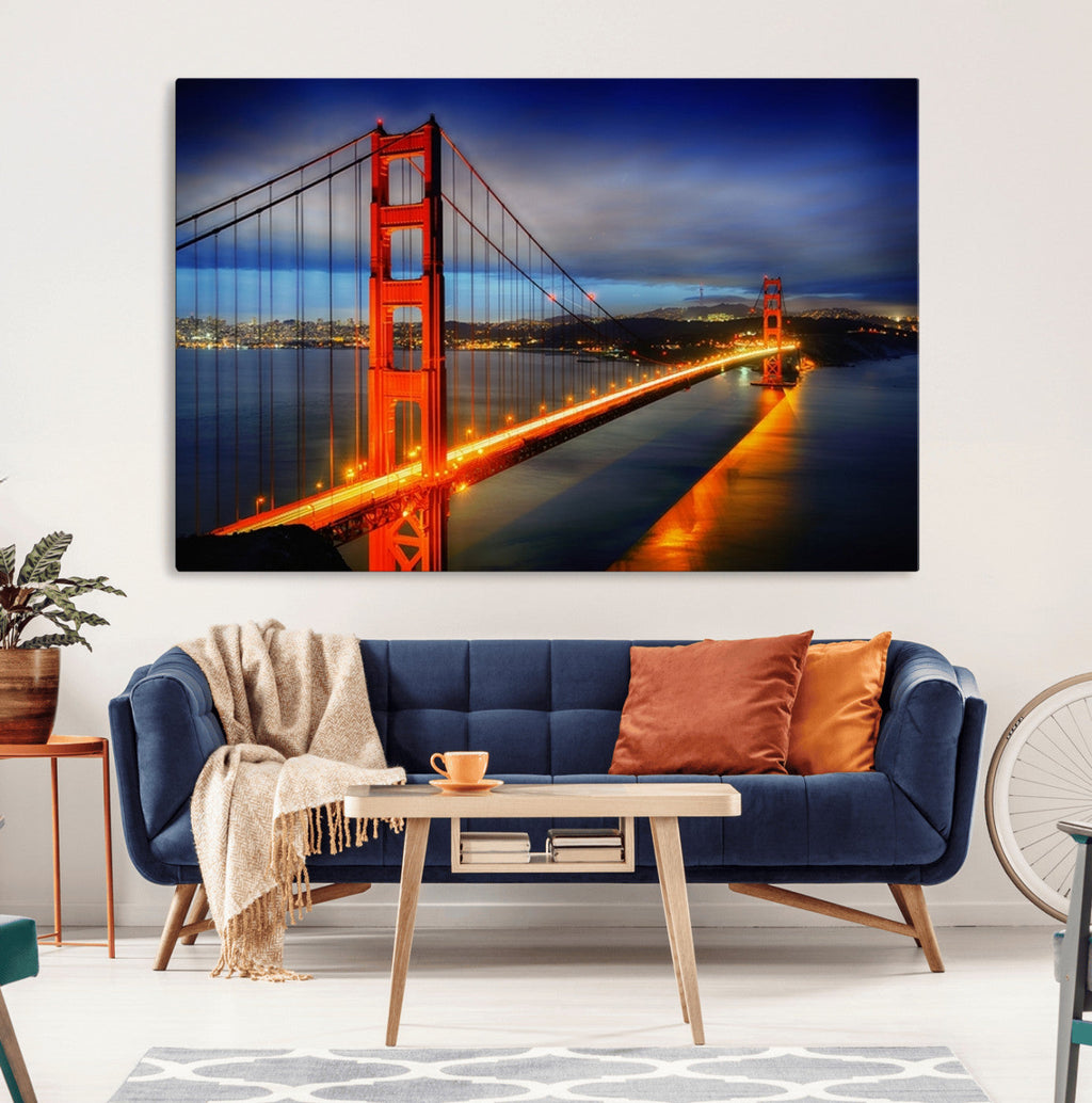 Large Wall Art San Francisco Canvas Print - Wonderful Golden Gate Bridge at Twilight