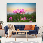 Pink Flower on the Mountain Canvas Print, Framed Pink Flower Canvas Wall Art