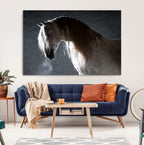 Large Wall Art Cream Colored Horse on Grey Background Canvas