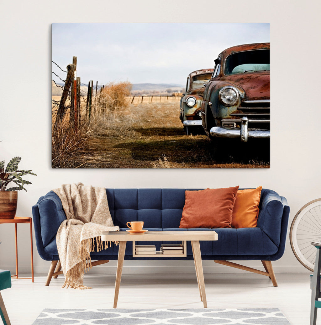 Old Rustic Classic Car Wall Art Canvas Print