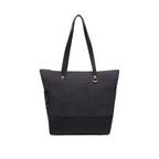 Harriet Tote Bag | Black Washed Canvas + Black Leather