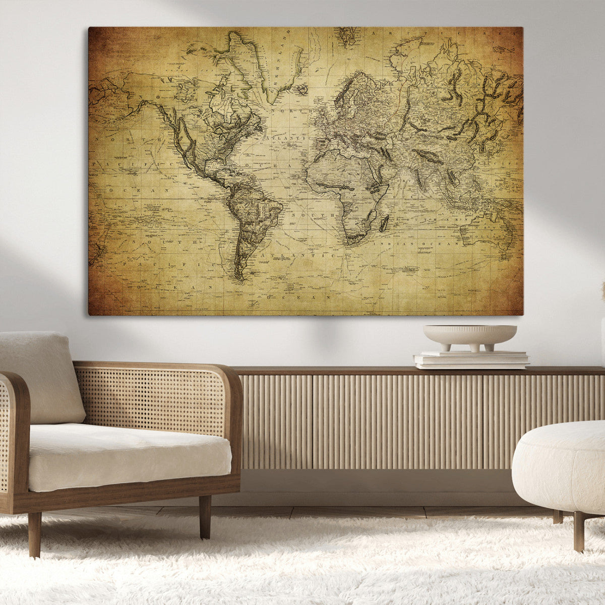 Push Pin World Map Canvas Print | Travel Tracker Wall Art
