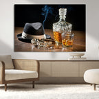 Extra Large Bourbon Wall Art, Whiskey Bar Theme Vintage Bottle Canvas Print