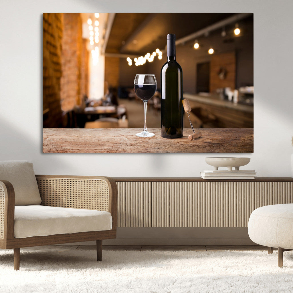 Wine and Bottle Wall Art Canvas Print