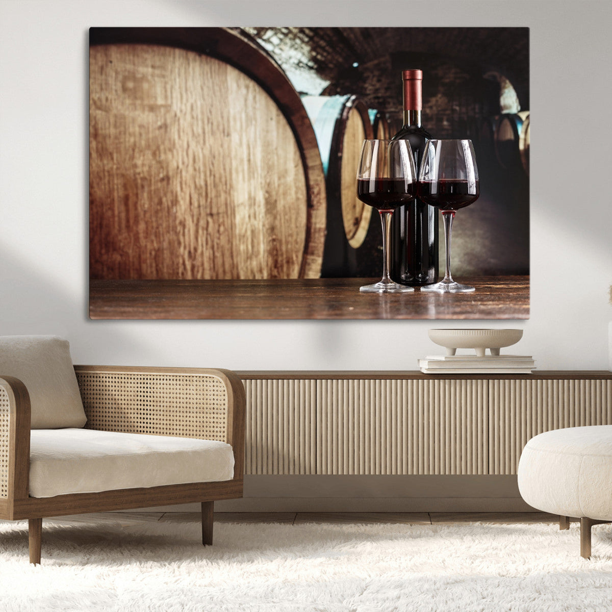 Wine and Barrel Wall Art Canvas Print