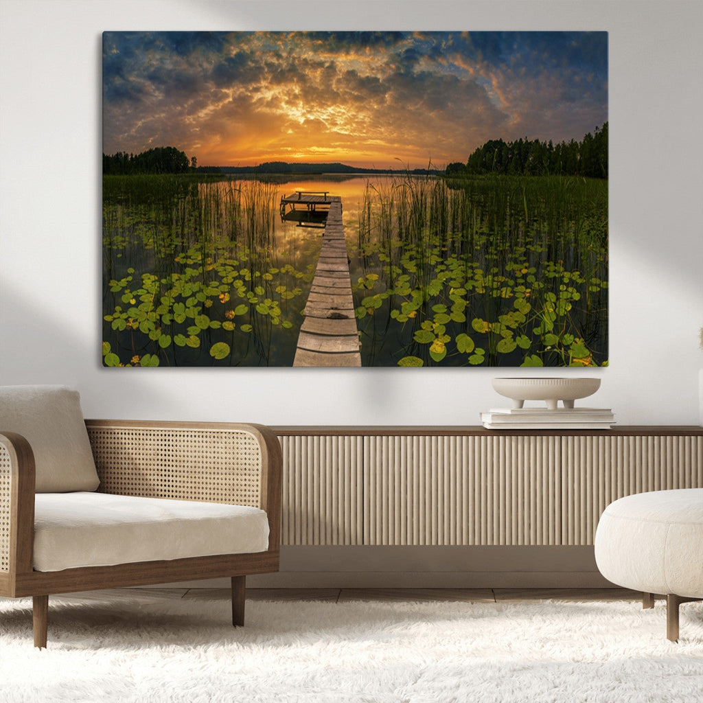 Lake and Flower Wall Art Canvas Print