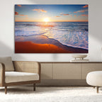 Tropical Ocean Sunset Wall Art Canvas Print, Golden Beach Horizon, Coastal Island Decor
