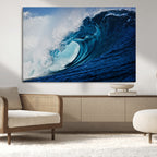 Ocean Wave at Sunset Canvas Art, Large Wall Print of Vibrant Water Waves