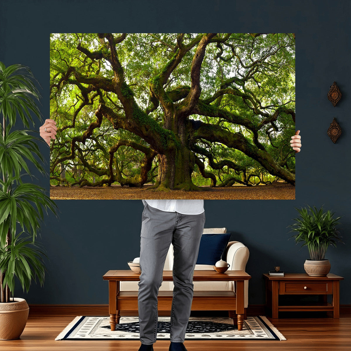 Angel Oak Tree Wall Art Canvas Print | Forest Tree Nature Photography Print
