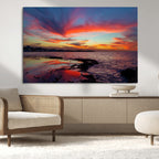 Glorious Sunset on The Beach Wall Art Canvas Print