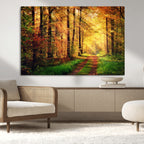 Sunlight Through Trees Wall Art Canvas Print | Autumn Forest Wall Art