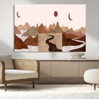 Boho Wall Art Canvas Print Set | Mid-Century Bohemian Wall Artwork, Boho Neutral