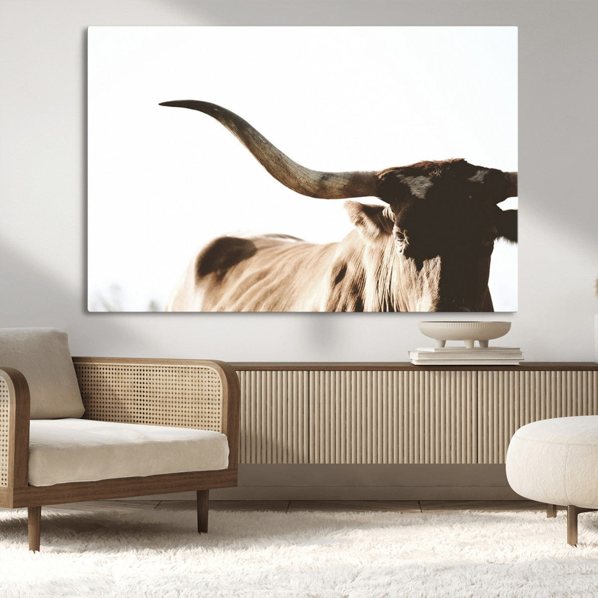 Texas Longhorn Wall Art Canvas Print, 3-Panel