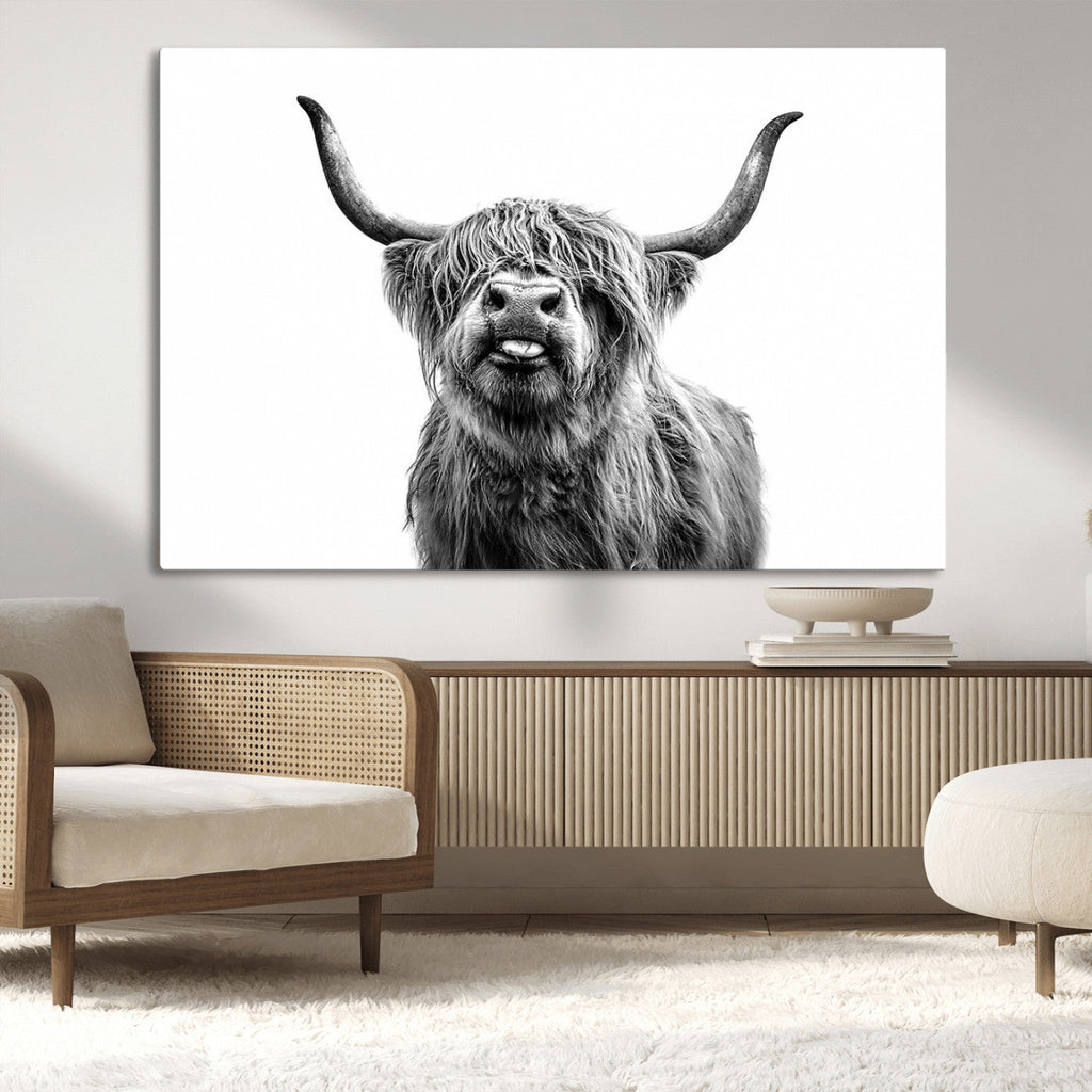 Fanny Scottish Highland Cow Cattle Art Print Farmhouse Wall Art Canvas Print