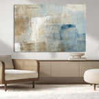 Abstract Blue and Beige Wall Art, Modern Minimalist Canvas Print Set