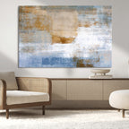 Blue Multi Panel Abstract Wall Art Canvas, Abstract Blue and Gold Canvas Print
