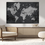 World Map Canvas Print, Detailed Map of the World Wall Art for Home or Office