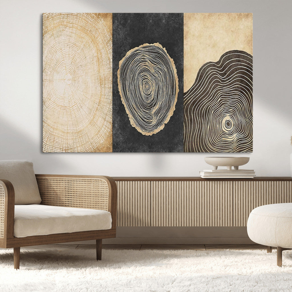 Tree Rings Canvas Wall Art Print, Minimalist Natural History in Modern Decor