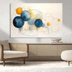 Geometric Blue Orange Abstract Wall Art Canvas, Geometric Blue Orange Canvas Print