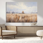 Golden Fields Wall Art Print Canvas | Serene Minimalist Landscape for Farmhouse Decor