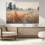 Golden Fields Canvas Wall Art Print | Serene Minimalist Landscape for Modern Decor