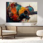 Abstract Guitar Wall Art Canvas | Vibrant Music-Inspired Art for Living Room or Studio