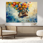 UP-Inspired Floating House with Balloons Canvas Art | Colorful Wall Decor