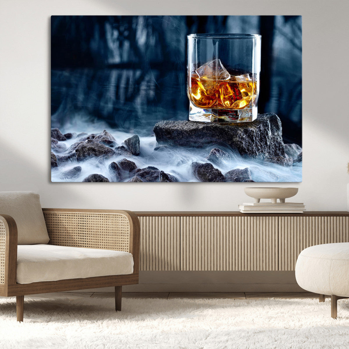 Whiskey Ice Wall Art Canvas Print