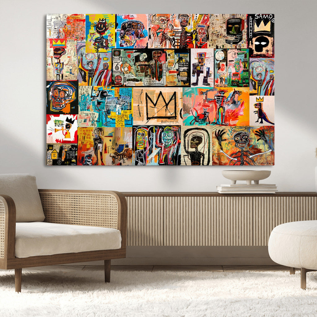Abstract Art Collage Wall Art Canvas Print, Urban Graffiti Style