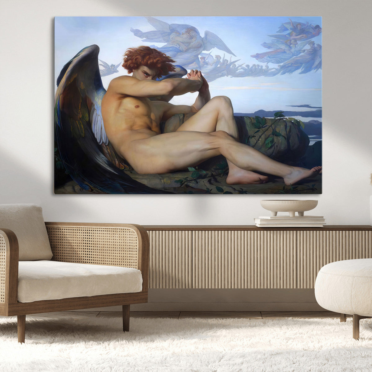 Fallen Angel Wall Art Canvas Print, Alexandre Cabanel Classic Art Reproduction