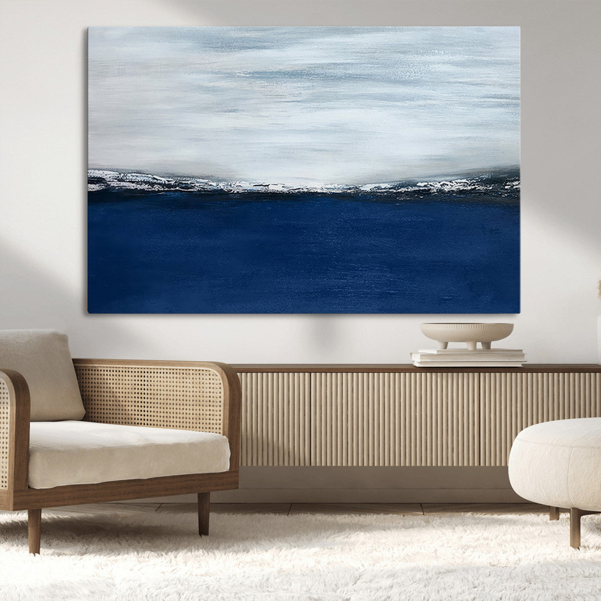 Navy Blue Abstract Wall Art Canvas Print