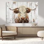 Rustic Longhorn Bull Wall Art Canvas Set