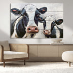Vintage Baby and Mom Cattle Wall Art Canvas Print