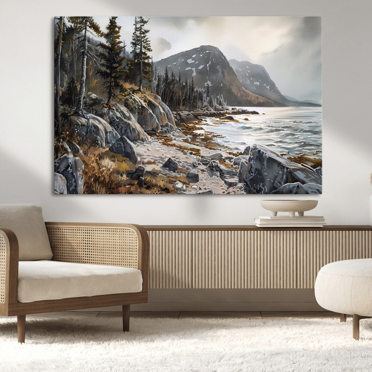 Serene Coastal View of Acadia National Park