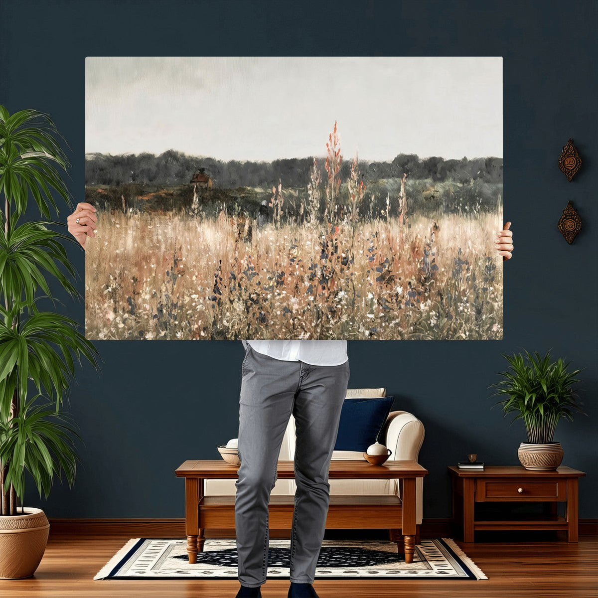 Rustic Field Landscape Wall Art Print, Giclee Canvas Wall Art