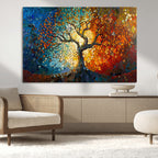 Yggdrasil Tree of Life Mosaic Stained Glass Wall Art Canvas Print