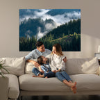 Misty Forest Wall Art Canvas Print | Pine Hills with Foggy Trees