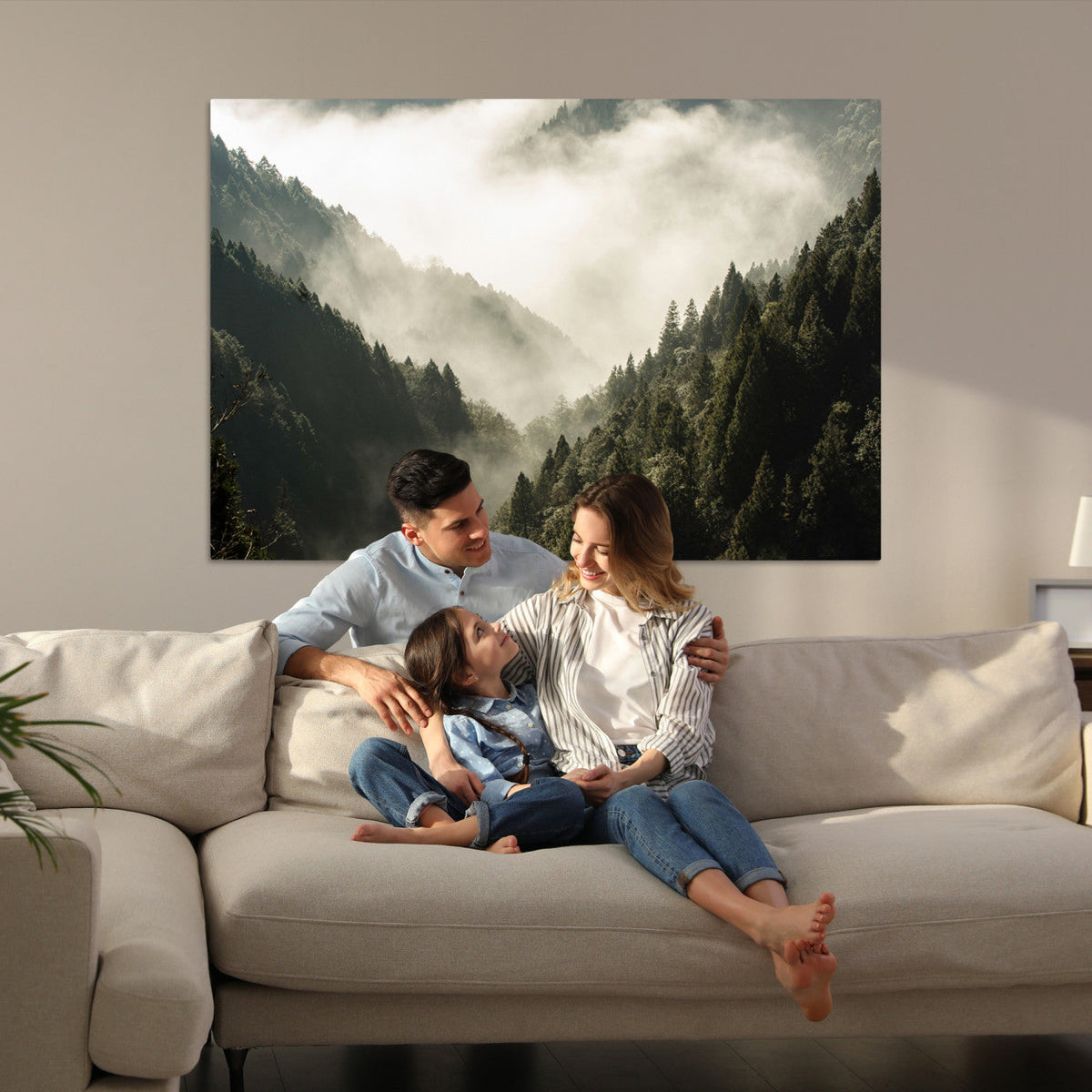 Misty Valley Wall Art Canvas Print | Foggy Forest and Pine Trees