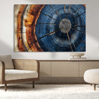 Framed Abstract Tree Ring Wall Art Print, Natural Rustic Wood Grain Canvas Print