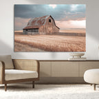 Rustic Barn Wall Art Canvas Print, Framed Wheat Field Scene